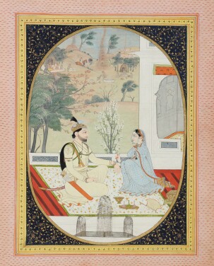 View 1 of Lot 397: A Set of 12 Illustrations Depicting the Changing Seasons "Baramasa", India, Kangra, circa 1820  