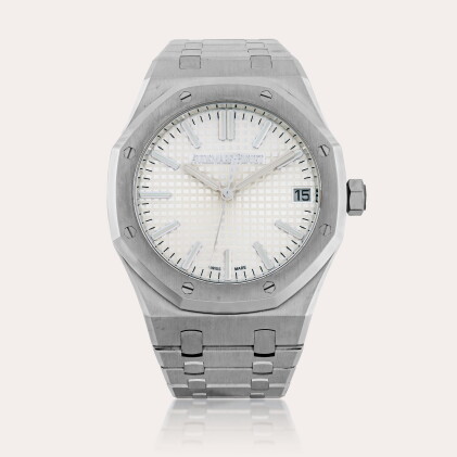 Catalog image of Royal Oak '50th Anniversary', Reference 15510ST | A stainless steel wristwatch …