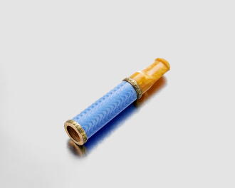 View 1 of Lot 423: A Fabergé Two-Color Gold-Mounted Guilloché Enamel Cigarette Holder, Workmaster Feodor Afanasiev, St Petersburg, circa 1895