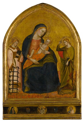 Catalog image of madonna nursing the christ child with saints lawrence and margaret; predella: t…