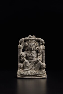 View 1 of Lot 837: A gray schist figure of Gajalakshmi, Ancient region of Gandhara, 2nd - 4th century