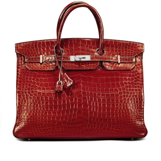 View 1 of Lot 709: Rouge H Matte Porosus Crocodile Birkin 40 Brushed Palladium Hardware, 2007