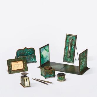 View 1 of Lot 5: Nine-Piece "Pine Needle" Desk Set