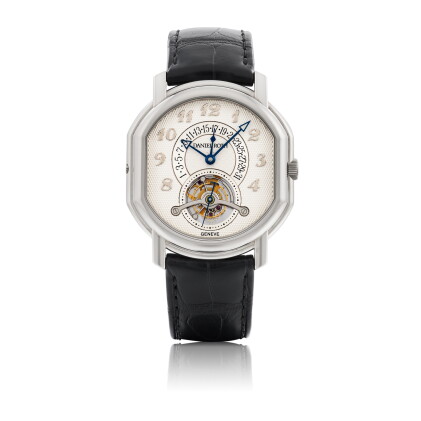 Catalog image of daniel roth | ref 196.x.60 white gold tourbillon wristwatch with retrograde dat…