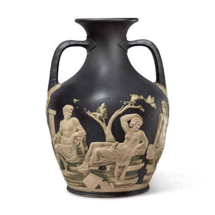 Catalog image of a wedgwood black and white jasperware 'portland vase' late 18th century