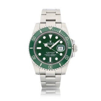 View 1 of Lot 8257: Submariner "Hulk", Reference 116610 | A stainless steel wristwatch with date and bracelet, Circa 2015 | 勞力士 Submariner "Hulk" 型號116610 | 精鋼鏈帶腕錶，備日期顯示，約2015年製