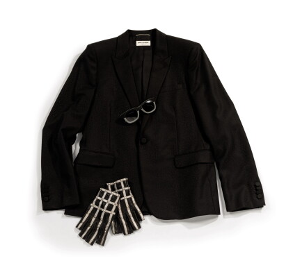 Catalog image of Saint Laurent, Black and Multicolor Wool Jacket, 2014 | Veste de smoking en lai…