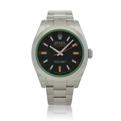 Catalog image of Milgauss, Ref. 116400GV Stainless steel antimagnetic wristwatch with bracelet C…