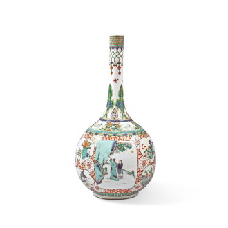 View 1 of Lot 607: A Chinese Famille-Verte 'Scholars' Bottle Vase, Qing Dynasty, Kangxi Period