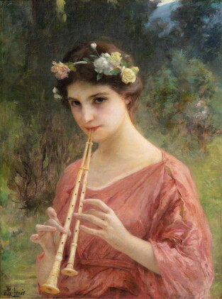 Catalog image of charles amable lenoir | a young woman playing an aulos (or the double flute)
