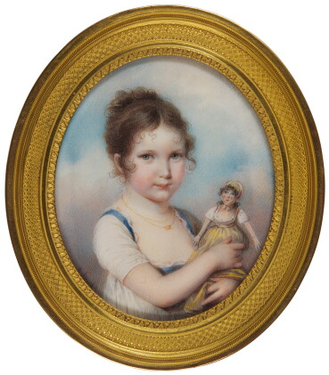 Catalog image of louis ami arlaud-jurine | portrait of a young girl holding a doll, circa 1805
