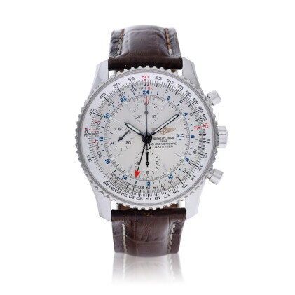 Catalog image of Reference A24322 Navitimer, A stainless steel dual time chronograph wristwatch …