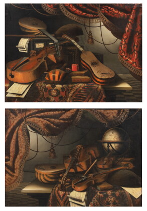 Catalog image of Still life with musical instruments and a red drapery; Still life with musical …