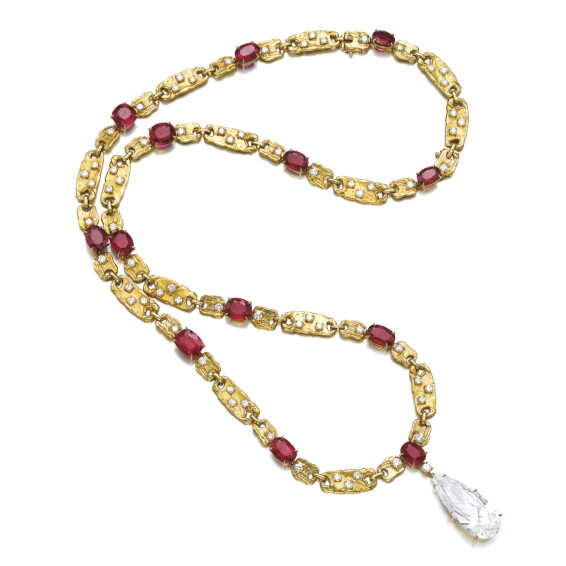 Gold, ruby and diamond sautoir, M. Gérard