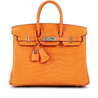 View 1 of Lot 29: Apricot Matte Mississipiensis Alligator Birkin 25 Palladium Hardware, 2024