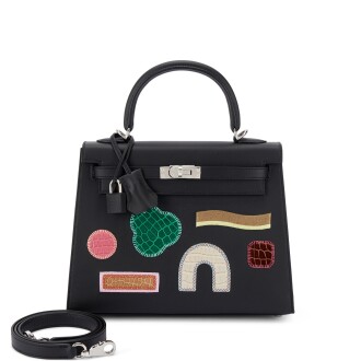 View 1 of Lot 538: Limited Edition Black Swift, Vert Emeraude, Tabac Camel, Ternor Shiny Niloticus Crocodile and Bougainvillea, Beton Matte Mississippienisis Alligator Broderie Collage Kelly 25 Sellier Palladium Hardware, 2025