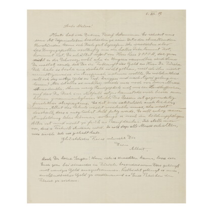 Catalog image of einstein, albert | autograph letter signed, one side addressed to wife mileva m…