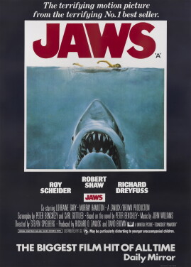 View 1 of Lot 164: Jaws (1975) Poster, British, Bus stop style