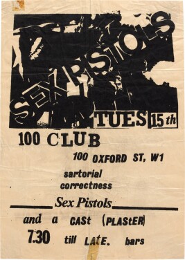View 1 of Lot 5: Helen Wellington-Lloyd and Nils Stevenson | Handbill for the 100 Club, 15 June 1976