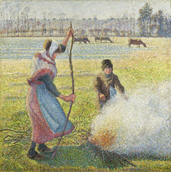 Camille Pissarro, Gelée blanche, jeune paysanne faisant du feu, 1888, oil on canvas, 92.8 by 92.5cm. (est. £8,000,000 – 12,000,000).jpg