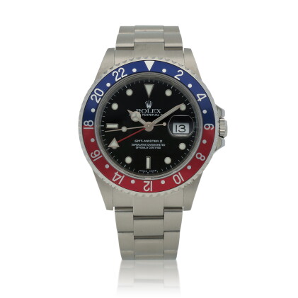 Catalog image of 'Pepsi', Ref. 16710 Stainless steel dual time zone wristwatch with date and bra…