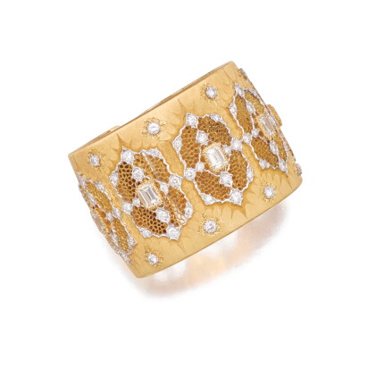 Catalog image of buccellati | gold and diamond cuff-bracelet
