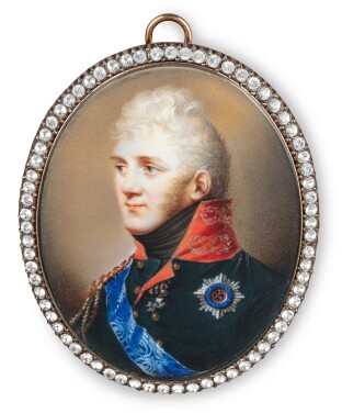 View 1 of Lot 72: A Russian oval miniature on ivory representing Tsar Alexandre I of Russia, Domenico Bossi, Saint-Petersburg, 1807 | Miniature ovale sur ivoire, représentant le Tsar Alexandre Ier de Russie par Domenico Bossi, Saint-Pétersbourg, 1807