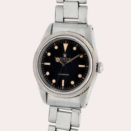 Catalog image of Submariner, Reference 6205 | A stainless steel wristwatch with bracelet | Circa 1954