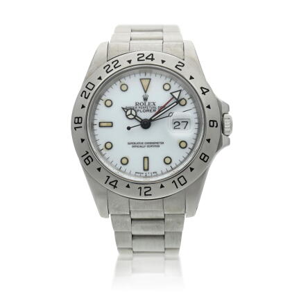 Catalog image of Reference 16570 Explorer II, A stainless steel automatic dual time wristwatch w…
