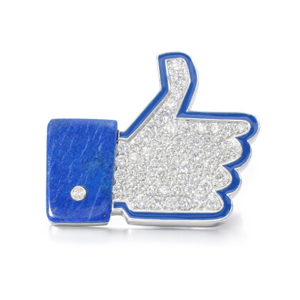 Catalog image of Lapis, enamel and diamond brooch, 'I like'