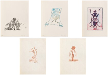 View 1 of Lot 312: (i) Zu: Lewis Carroll, The Hunting of the Snark, An Agony in Eight Fits (ii) Zu: Lewis Carrolls Wunderhorn (iii) Zu: Helmut R. Leppien, Max Ernst. Das graphische Werk (iv) and (v) Rosier millénaire, Nain en courte chemise