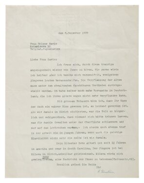 View 1 of Lot 1124: Einstein, Albert | Albert Einstein writes to Mileva's best friend, Helene Savic