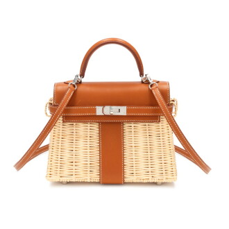 View 1 of Lot 16: Fauve Barenia and Osier Wicker Mini Picnic Kelly 20 Palladium Hardware, 2021