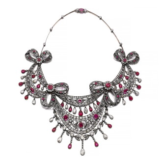 View 1 of Lot 124: RUBY AND DIAMOND NECKLACE, CIRCA 1880 [紅寶石配鑽石項鏈，約1880年]