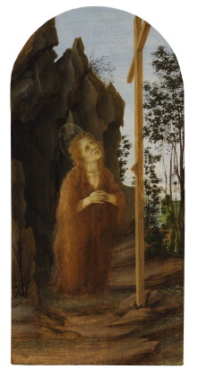 Catalog image of Penitent Mary Magdalene adoring the True Cross in a Rocky Landscape