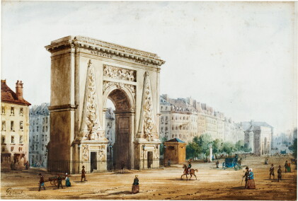 Catalog image of The Porte Saint-Denis with the Porte Saint-Martin in the background, Paris