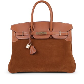 View 1 of Lot 199: Limited Edition Gold Barénia and Doblis Grizzly Birkin 35 Permabrass Hardware, 2012
