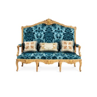 View 1 of Lot 539: A Louis XIV style suite of giltwood seat furniture, mid-19th century