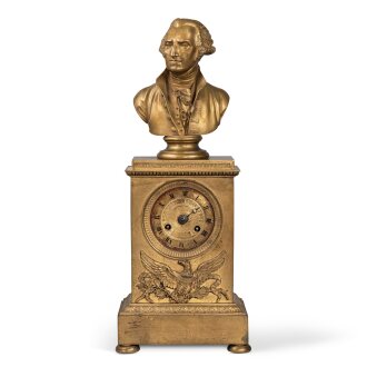 View 1 of Lot 155: A Rare Classical Ormolu Mantel Clock With Bust of George Washington, France, Circa 1820