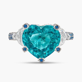 View 1 of Lot 1630: Paraíba-Type Tourmaline, Hauynite and Diamond Ring | 5.48克拉  天然「莫桑比克」未經加熱帕拉伊巴碧璽 配 藍方石 及 鑽石 戒指