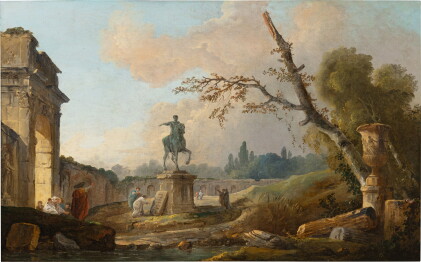 Catalog image of Landscape with ruins and the statue of Marcus Aurelius | Paysage aux ruines et …