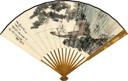 Catalog image of pu ru 溥儒 | fishing under pine trees 松溪釣艇
