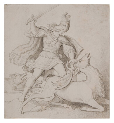 Catalog image of A mythical warrior killing a stag