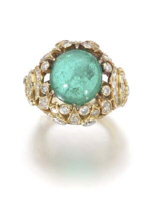 Catalog image of emerald and diamond ring