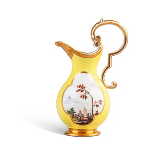 View 1 of Lot 668: A Meissen porcelain yellow-ground milk jug, circa 1735