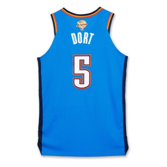 View 1 of Lot 4: Luguentz Dort Oklahoma City Thunder 2025 NBA Finals Game Worn Icon Edition Jersey | Game 2 | ‘Championship Run’ 