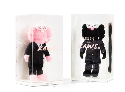 Catalog image of i : kaws x dior - bff black plush doll ii : dior x kaws bff pink doll