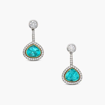 Catalog image of Pair of Paraíba Tourmaline and Diamond Pendant-Earrings 「莫桑比克」帕拉伊巴碧璽 配 鑽石 耳墜一對