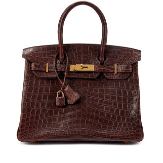 View 1 of Lot 9797: Important Private Collection: Chocolate Matte Niloticus Crocodile Custom Birkin 30 Gold Hardware, 2002