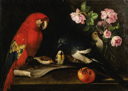 Catalog image of french school, in the manner of the 18th century | still-life with a parrot and…